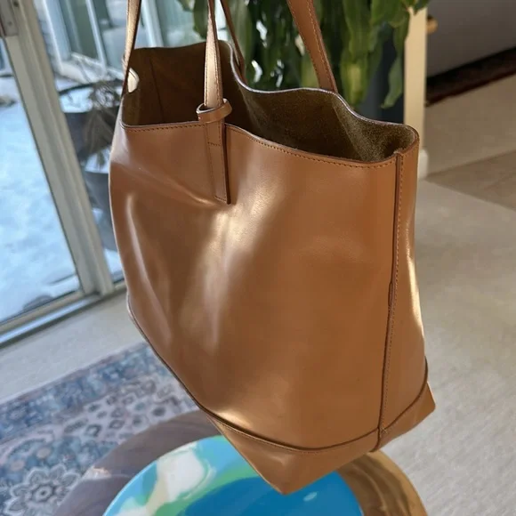 Teddy Blake Leather Tote Alice Vitello CAMEL - Picture 5 of 12